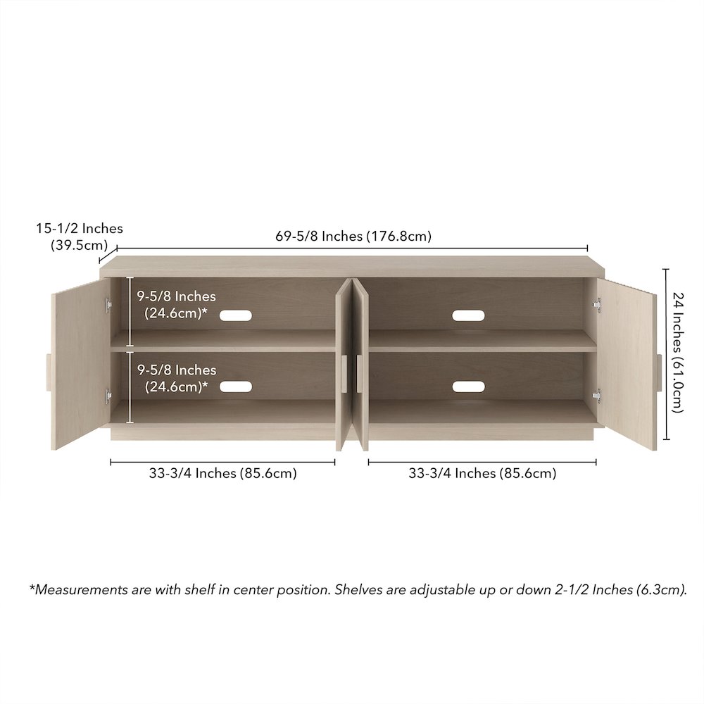 Mero Rectangular TV Stand for TV's up to 75" in Alder White. Picture 3