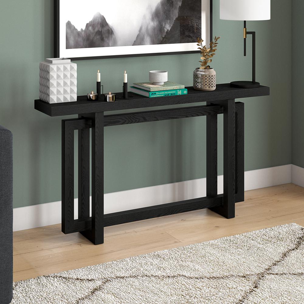Breslow 55" Wide Rectangular Console Table in Black Grain. Picture 3