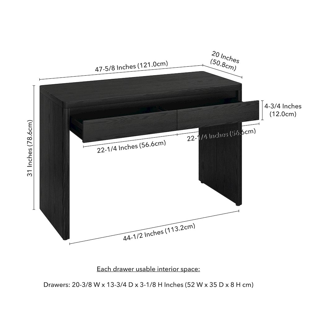 Ashcroft 48'' Wide Rectangular Desk in Black Grain. Picture 5