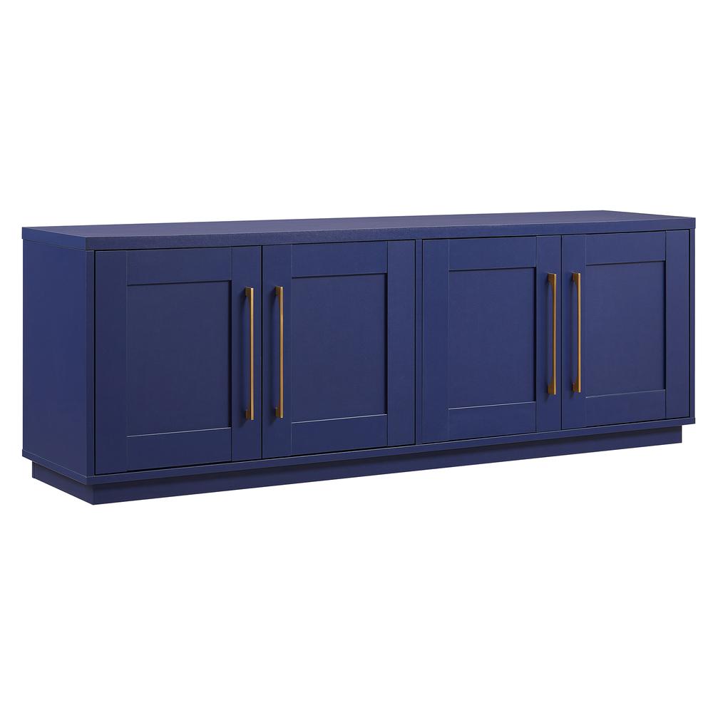 TV Stand for TVs up to 75" with 2 Concealed Storage Cabinets, Dark Blue. Picture 1