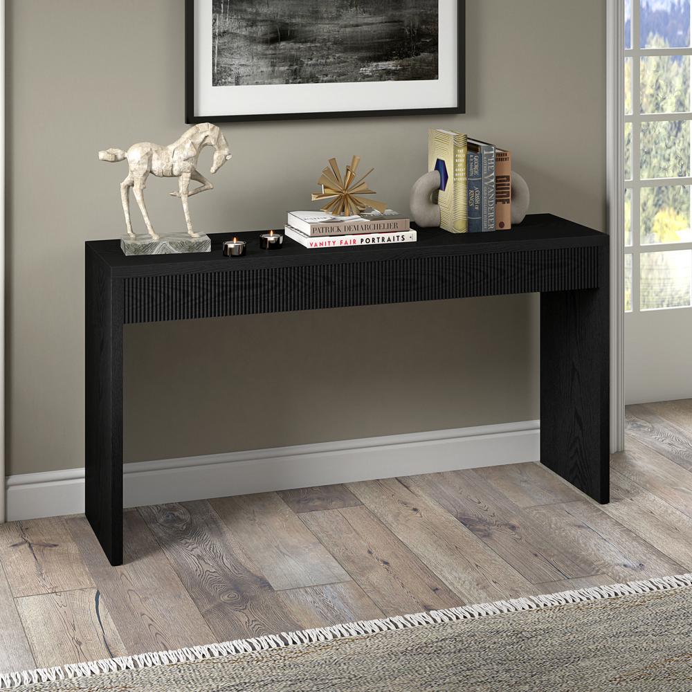 Lawrence 55" Wide Rectangular Console Table in Black Grain. Picture 2