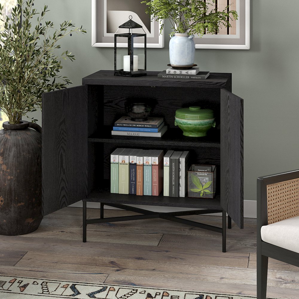 Henn&Hart 28" Fluted Accent Cabinet, Ribbed Modern Sideboard Buffet Cabinet. Picture 6