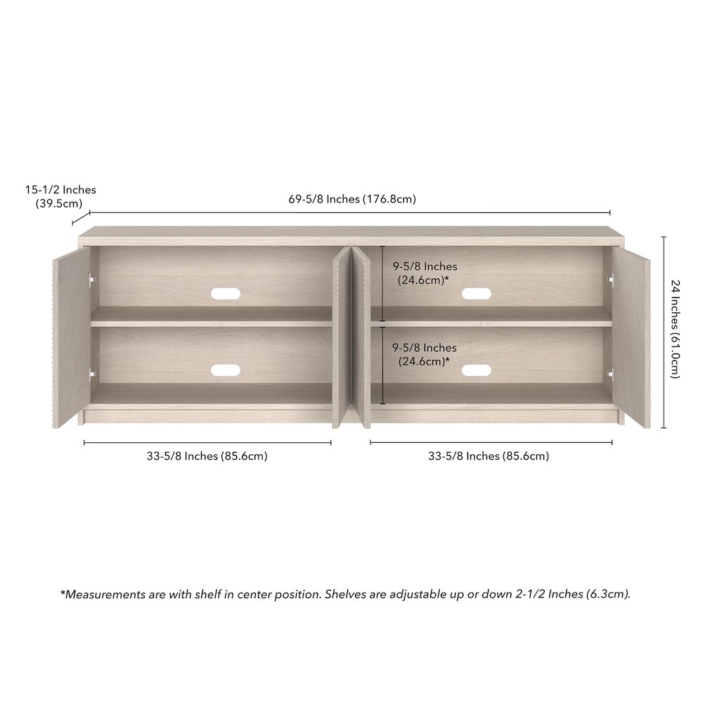 Renad Rectangular TV Stand for TV's up to 78" in Alder White. Picture 5