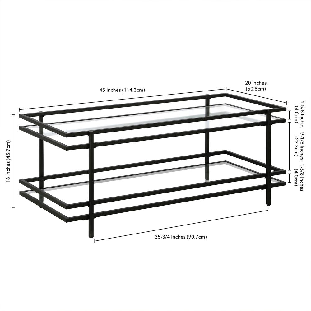 Robillard 45'' Wide Rectangular Coffee Table in Blackened Bronze. Picture 5