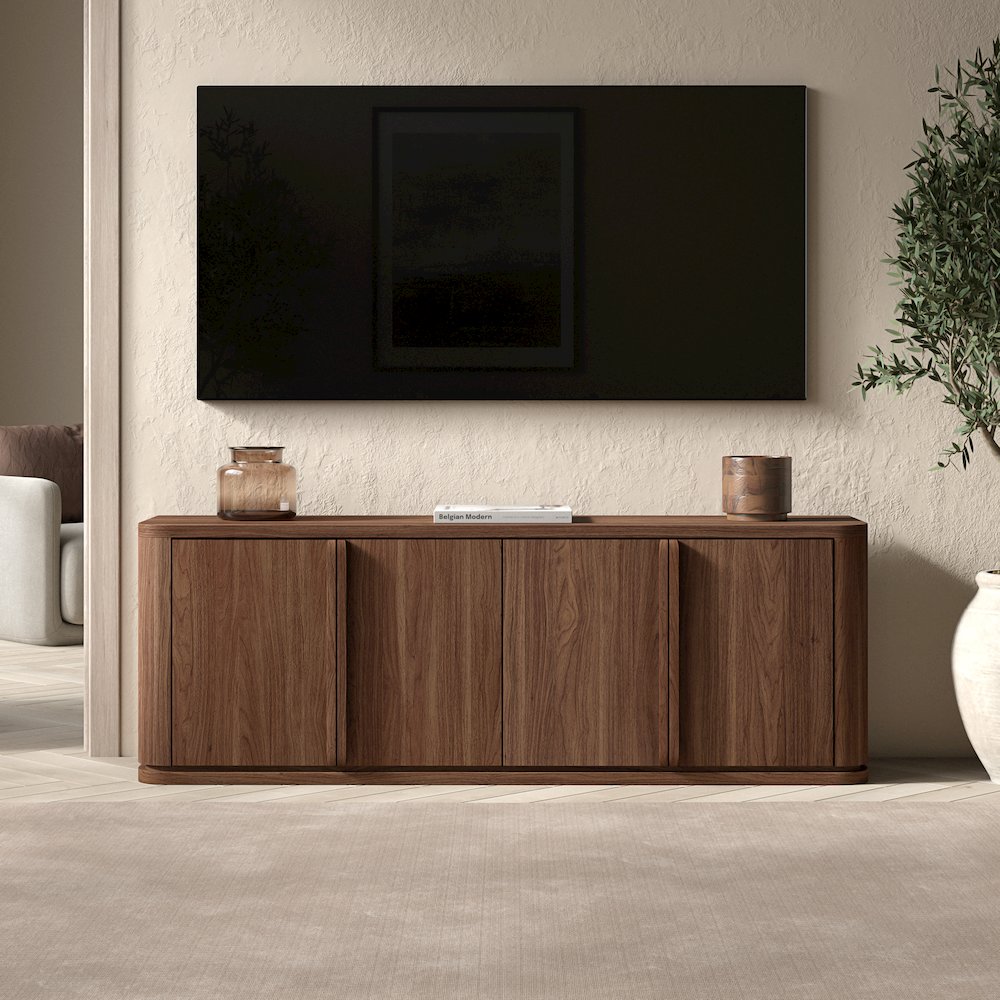 Henn&Hart TV Stand for TVs up to 75'' with 2 Storage Cabinets, Adjustable. Picture 2