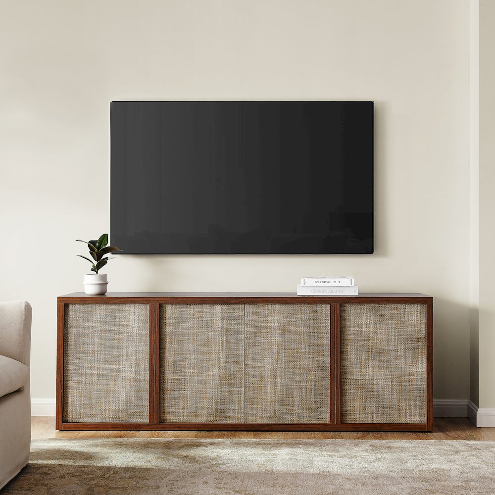 Kai Rectangular TV Stand for TV's up to 75" in Satin Walnut. Picture 4