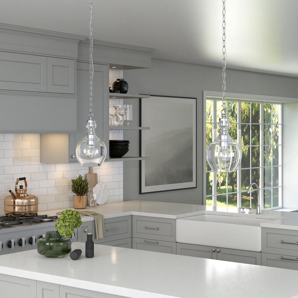 Verona 7" Wide Pendant with Glass Shade in Brushed Nickel/Clear. Picture 4