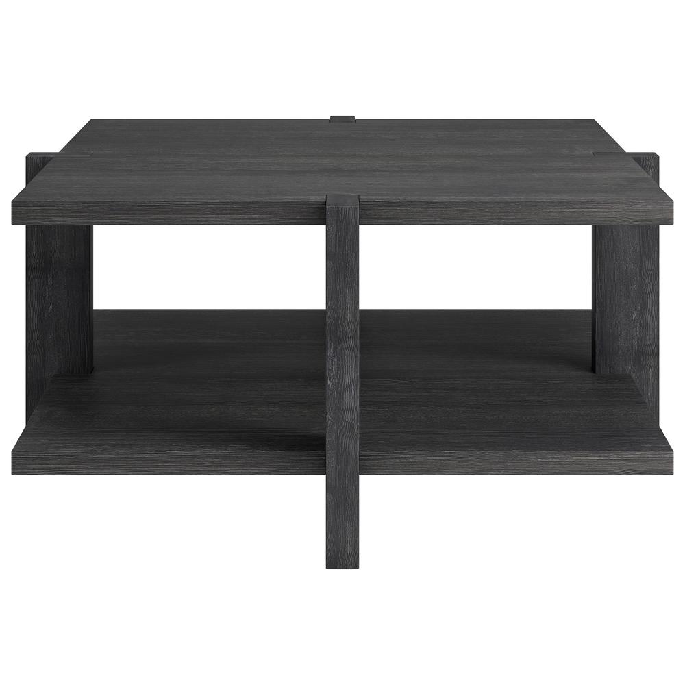 Ingrid 35" Wide Square Coffee Table in Charcoal Gray. Picture 3