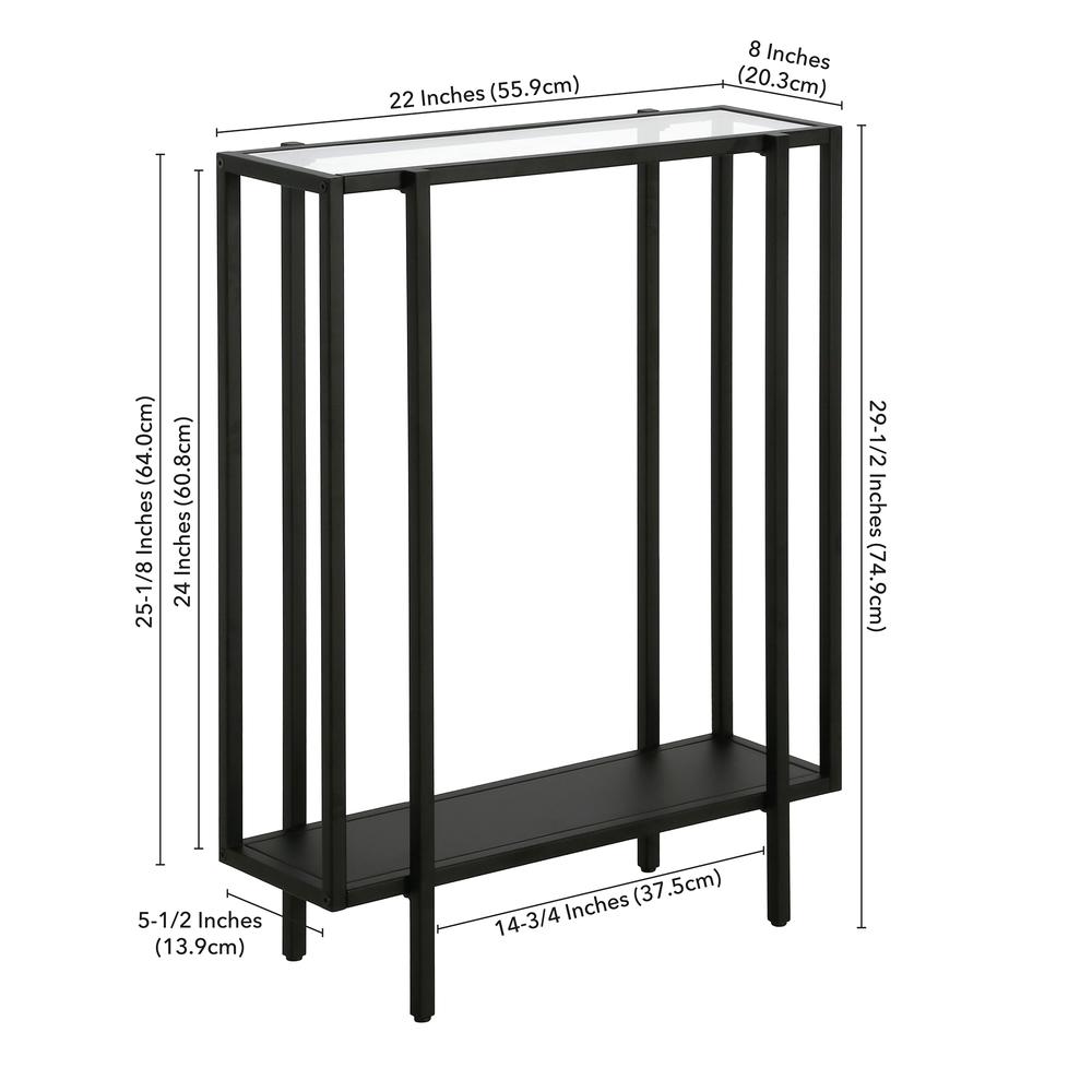 Vireo 22'' Wide Rectangular Console Table with Metal Shelf in Blackened Bronze. Picture 5