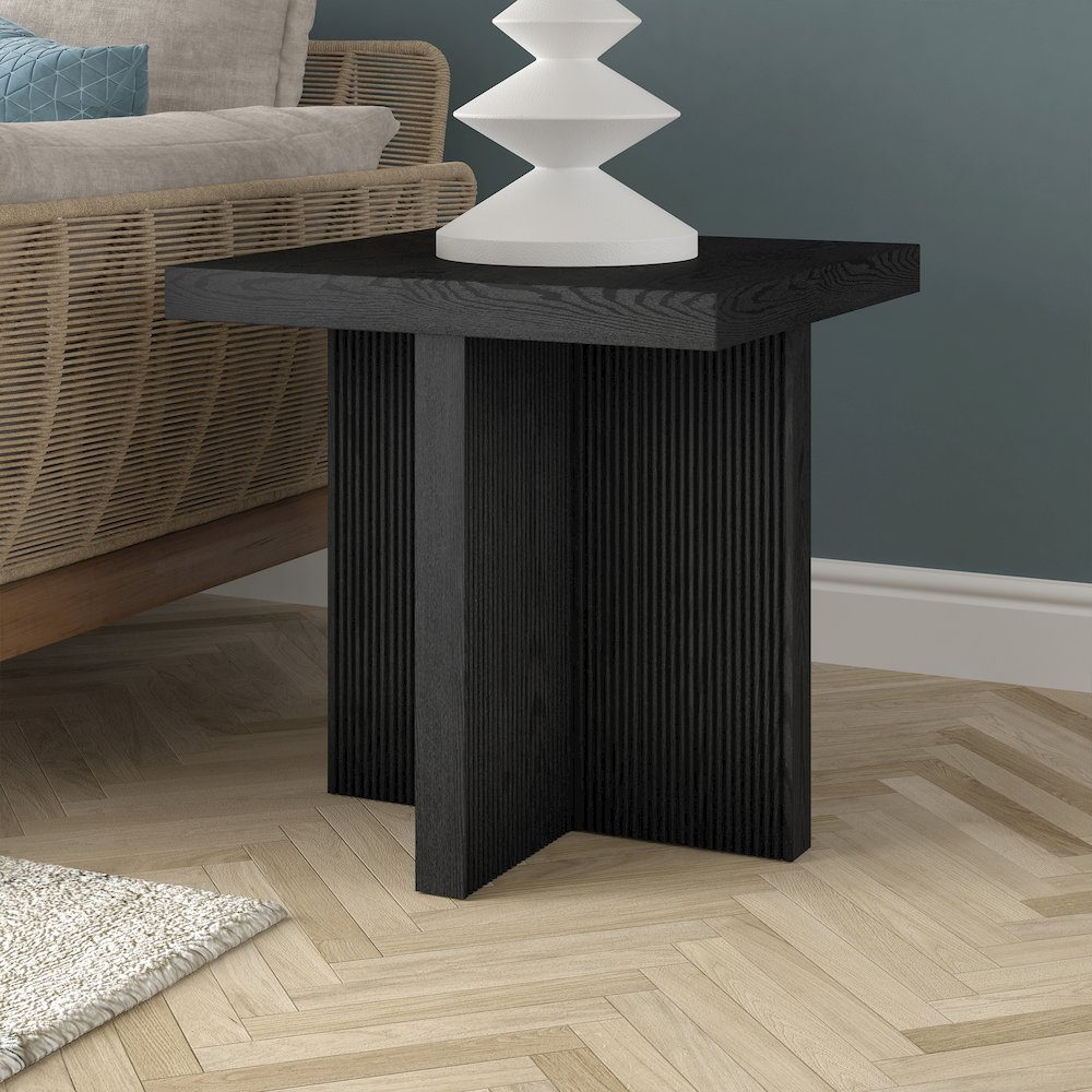 Boden 22" Wide Square Side Table in Black Grain. Picture 3