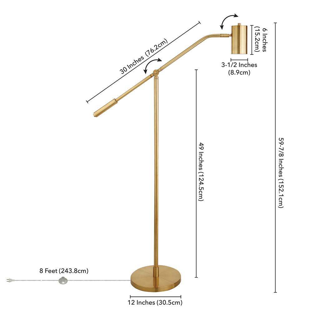 Willis Pharmacy Floor Lamp with Metal Shade in Brass/Brass. Picture 5