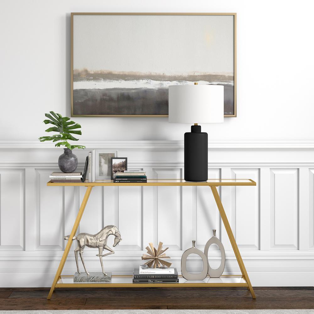 Yair 52'' Wide Rectangular Console Table in Brass. Picture 4