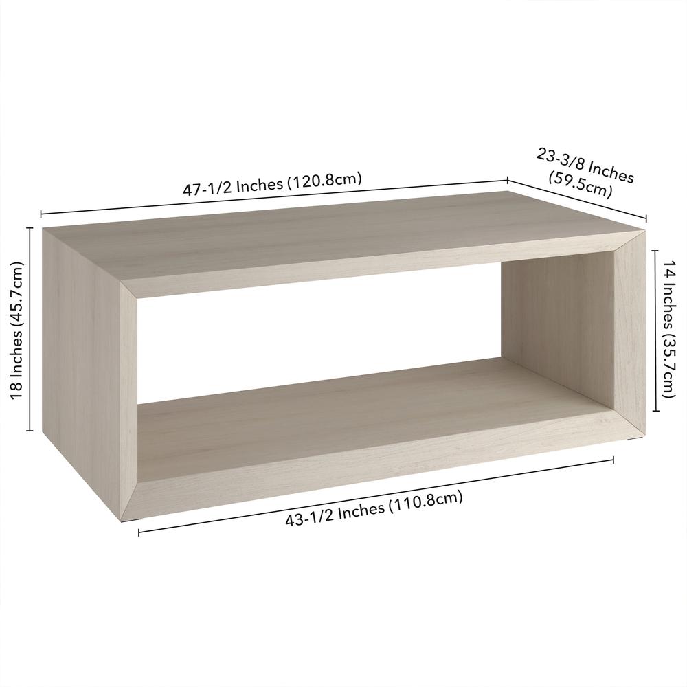Osmond 48" Wide Rectangular Coffee Table in Alder White. Picture 5