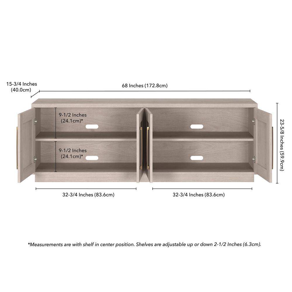 Tillman Rectangular TV Stand for TV's up to 80" in Alder White. Picture 3