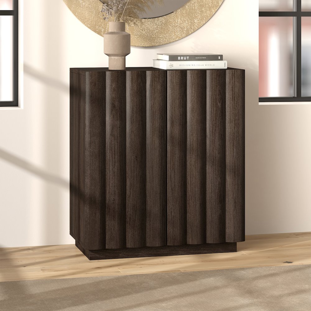 Henn&Hart 28'' Rectangular Fluted Accent Cabinet, Ribbed Sideboard Buffet. Picture 6