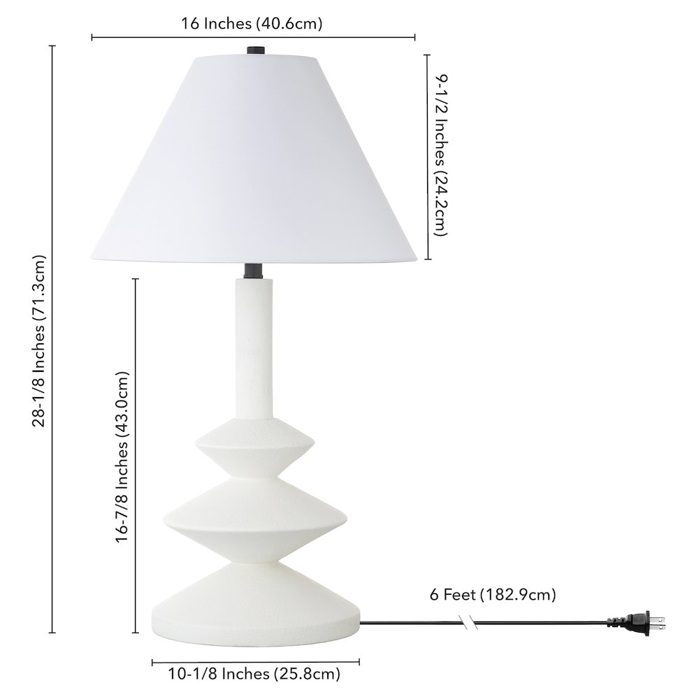 Abilene 28" Tall Triple Gourd Lamp with Fabric Shade in Matte White/White. Picture 5