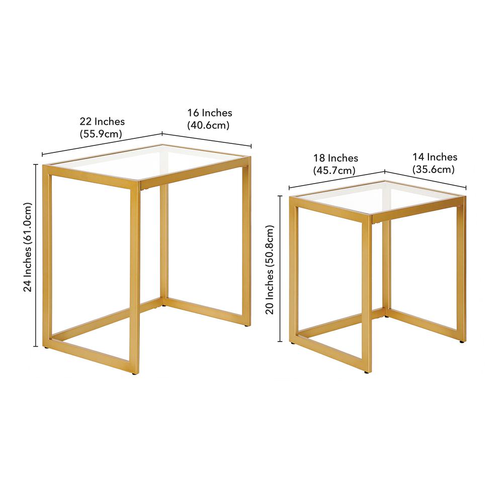 Rocco Rectangular Nested Side Table in Brass. Picture 5