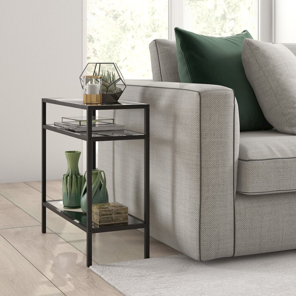 Henn&Hart 24" Modern Rectangular End Table, Side Table with Open Display Glass. Picture 2