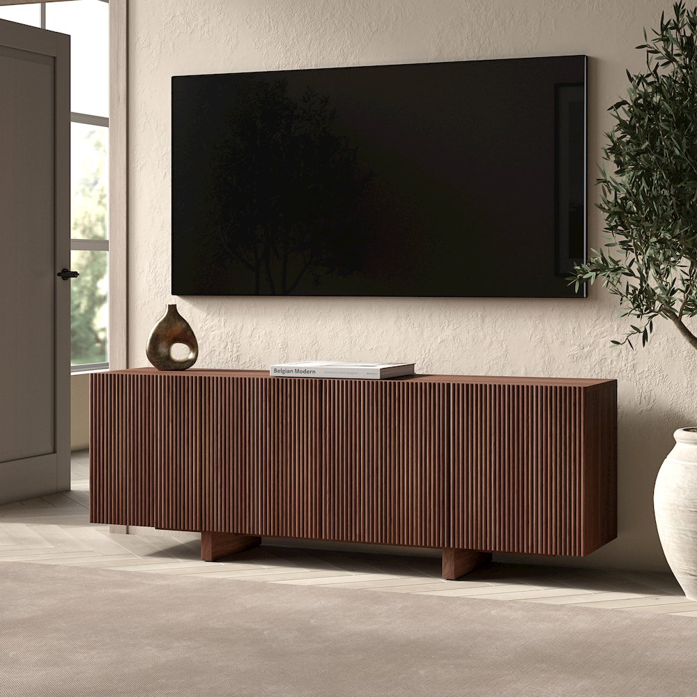 Henn&Hart Fluted TV Stand for TVs up to 75'' with 4 Ribbed Doors, 3 Storage. Picture 5