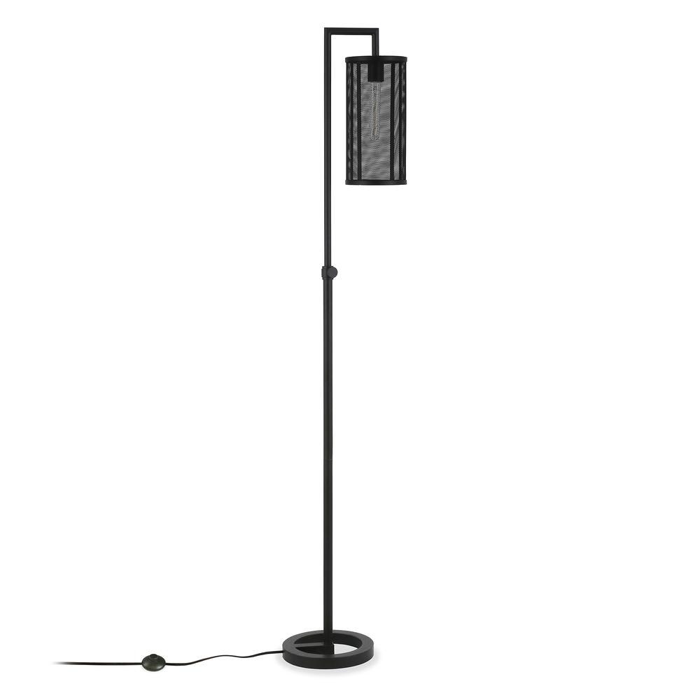 Parthen 69.5" Tall Floor Lamp with Metal Mesh Shade in Blackened Bronze/Blackened Bronze. Picture 1