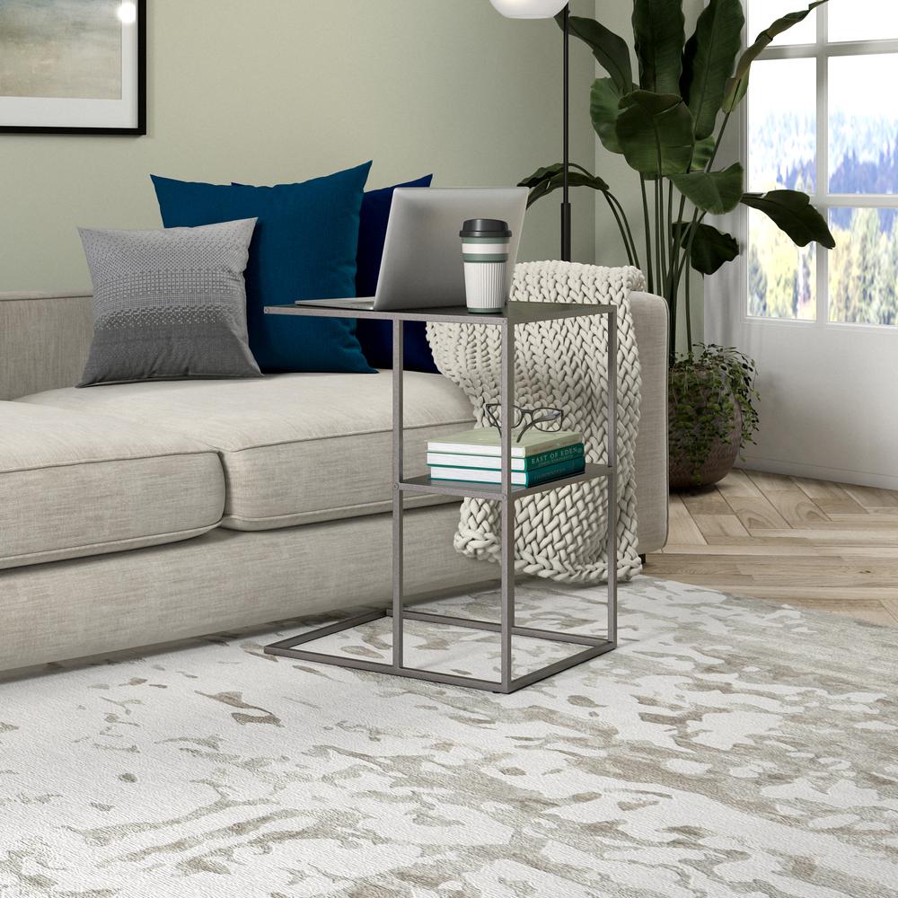 Winthrop 20'' Wide Rectangular Side Table in Gunmetal Gray. Picture 4