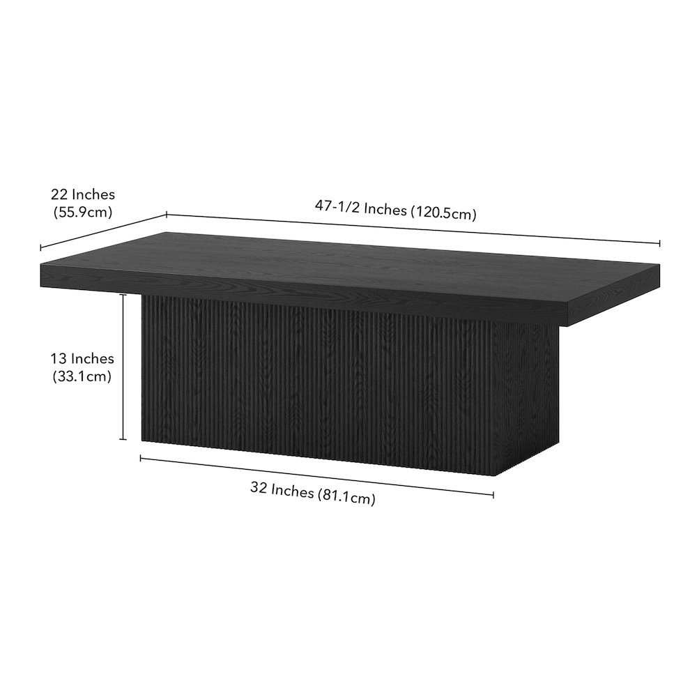 Torren 48" Wide Rectangular Coffee Table in Black Grain. Picture 5