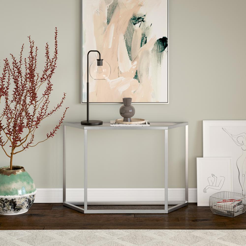 Levi 44'' Wide Trapezoid Console Table in Silver. Picture 5