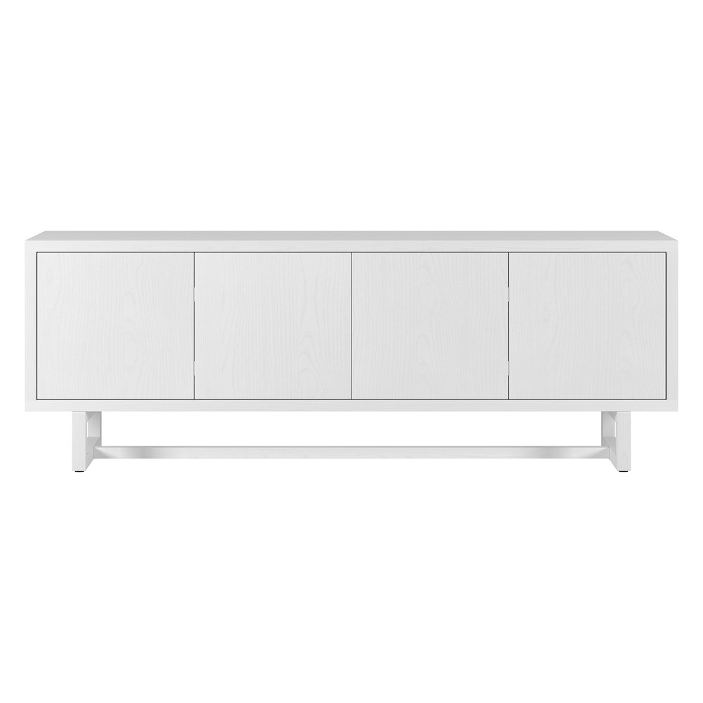 TV Stand for TVs up to 75'',  2 Cabinets, Shelves, Cable Cut-outs, Cloud White. Picture 3