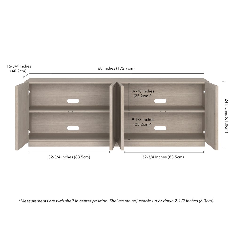 Morse Rectangular TV Stand for TV's up to 75" in Alder White. Picture 3