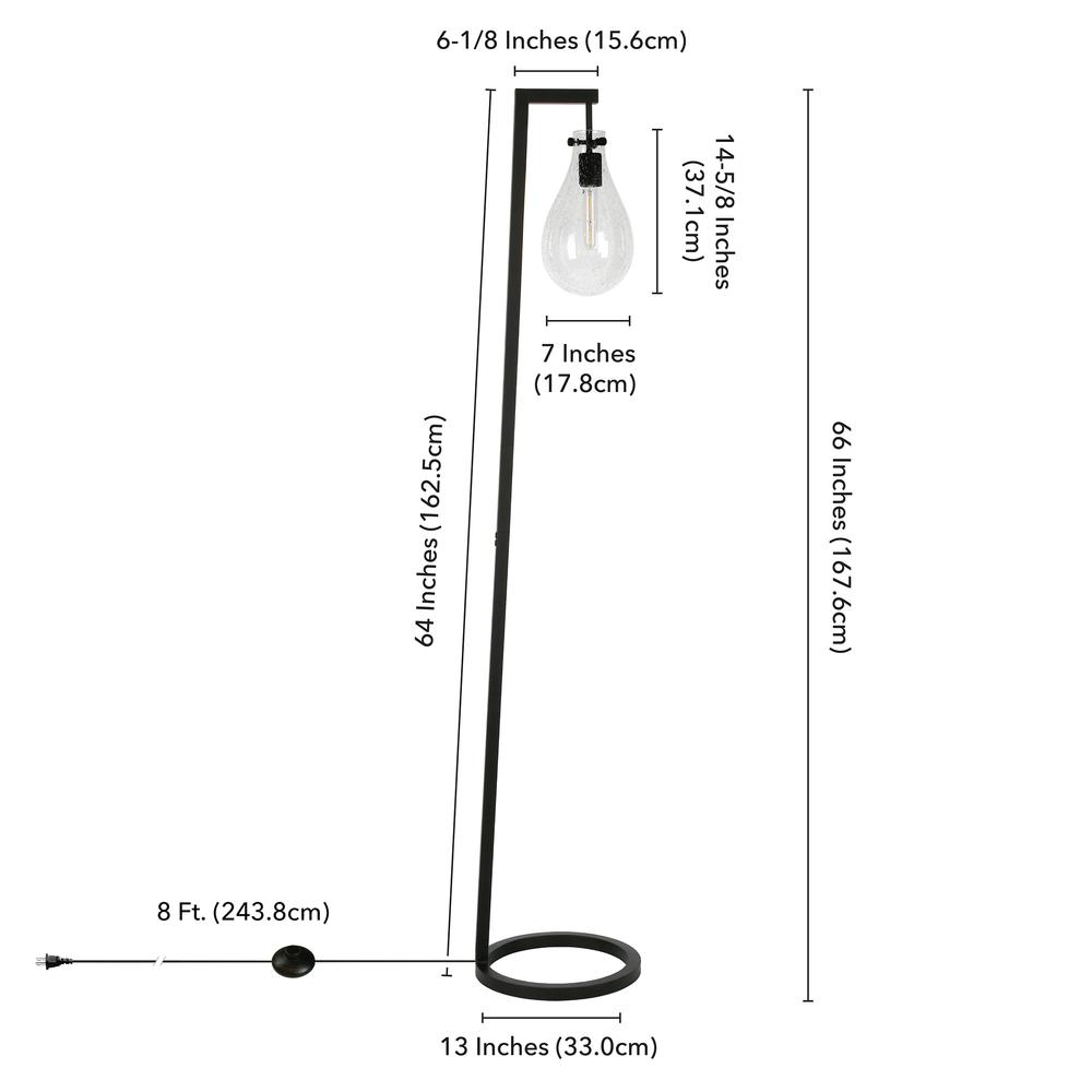 Weston 66" Tall Floor Lamp with Glass Shade in Blackened Bronze/Seeded. Picture 5