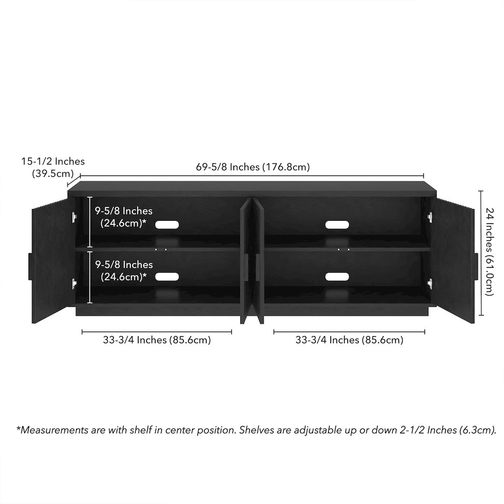 Mero Rectangular TV Stand for TV's up to 75" in Black Grain. Picture 3