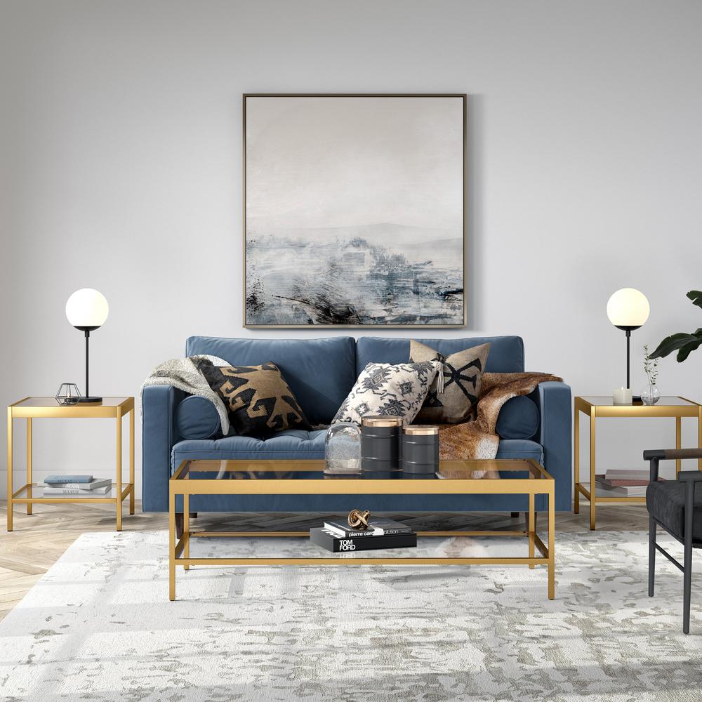 Alexis 54'' Wide Rectangular Coffee Table in Brass. Picture 4