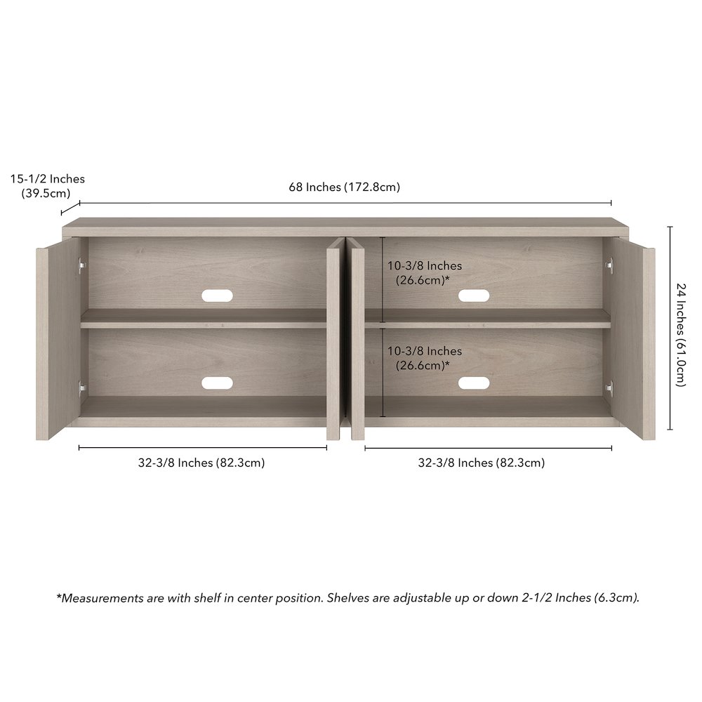Savin Rectangular TV Stand for TV's up to 75" in Alder White. Picture 3