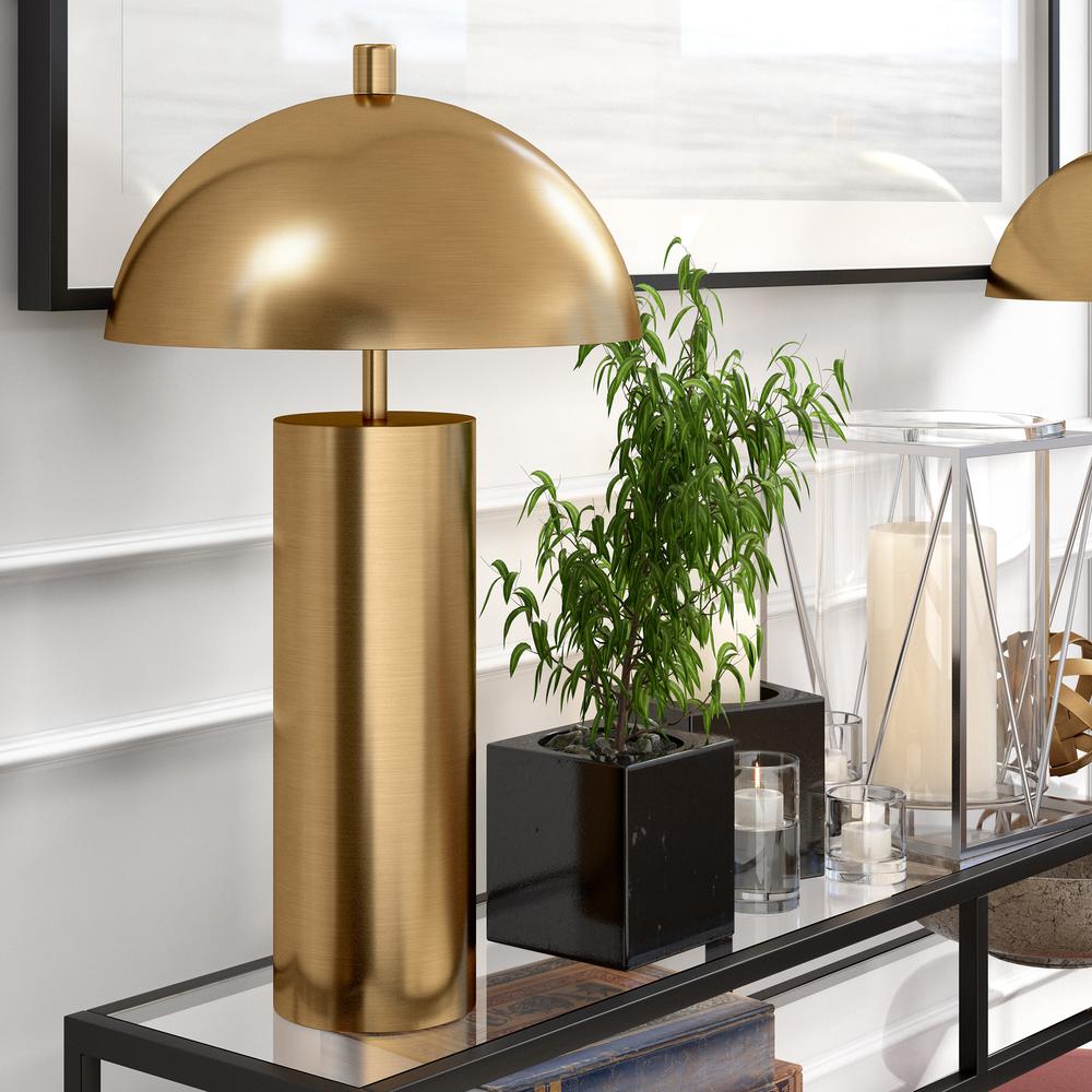 York 27" Tall Table Lamp with Metal Shade in Brass/Brass. Picture 8