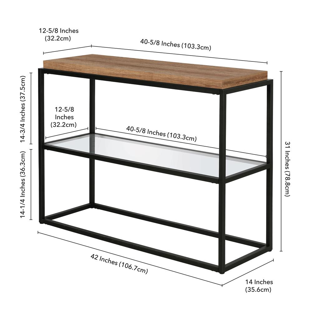 Hector 42'' Wide Rectangular Console Table in Blackened Bronze/Rustic Oak. Picture 5