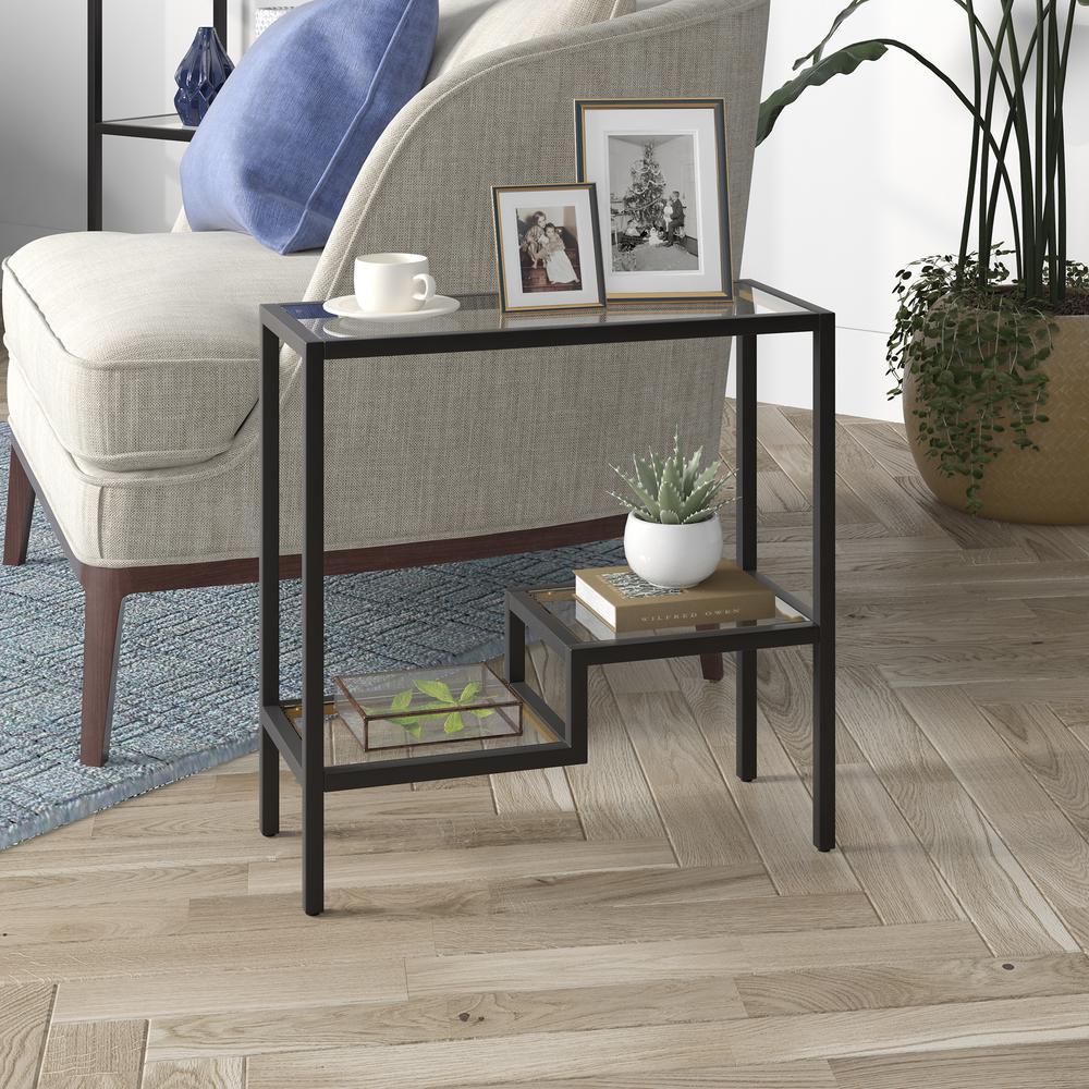 Lovett 24'' Wide Rectangular Side Table in Blackened Bronze. Picture 2