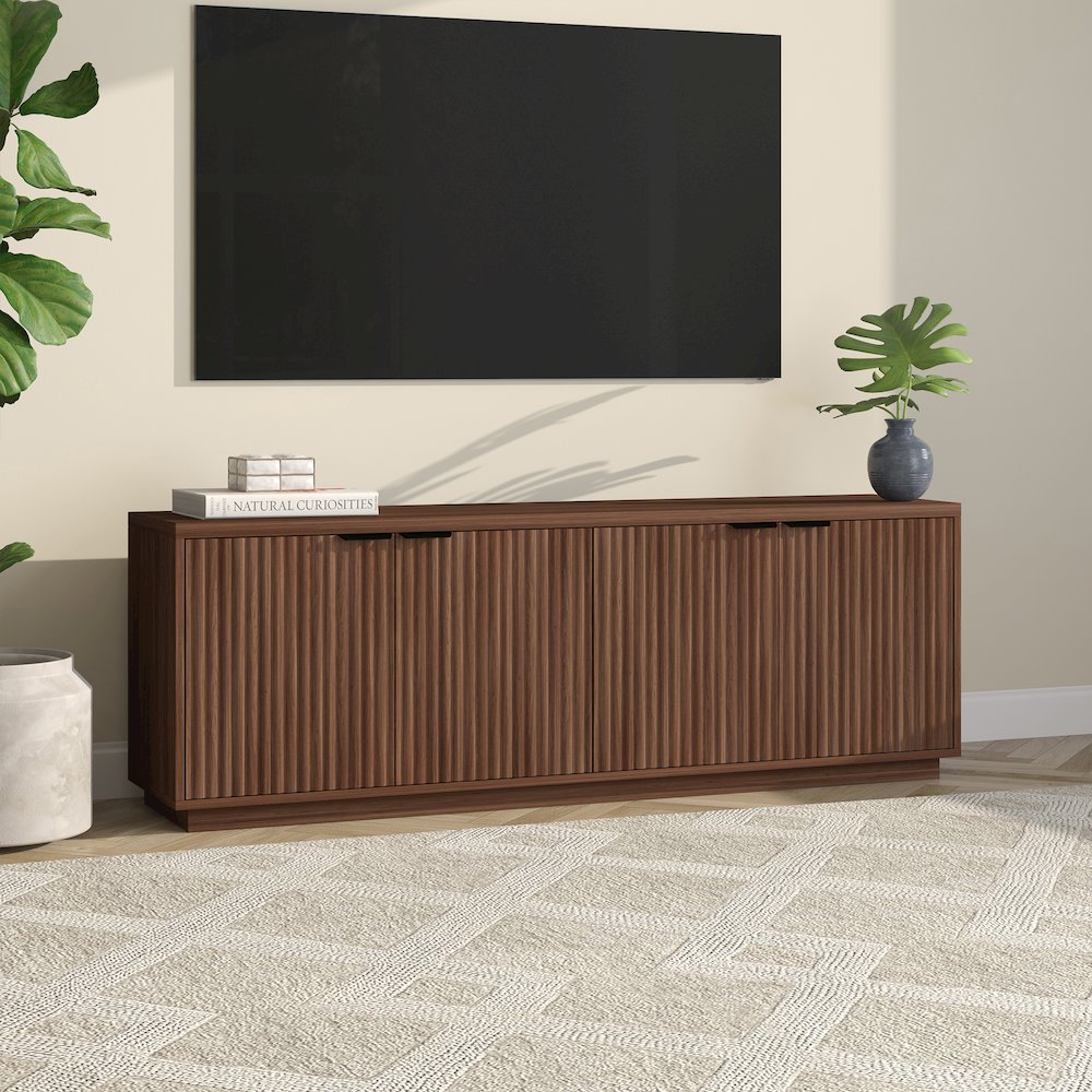 Mansfield Rectangular TV Stand for TV's up to 78" in Satin Walnut. Picture 4