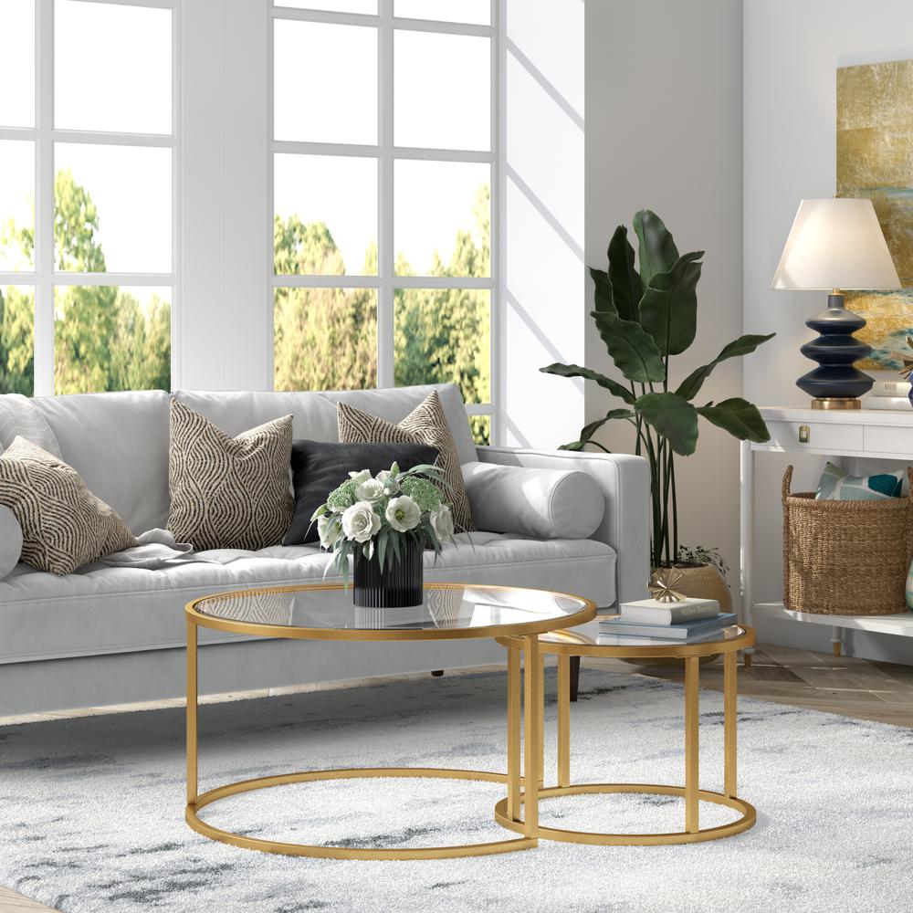 Watson Round Nested Coffee Table in Brass. Picture 4