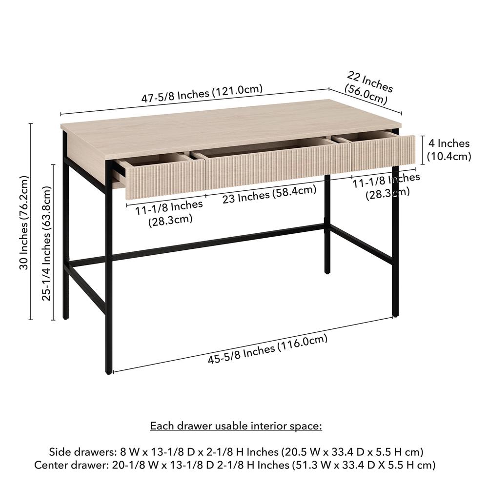 Nolan 48" Wide Rectangular Writing Desk in Alder White. Picture 5
