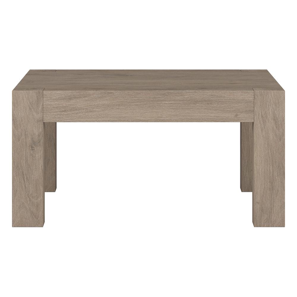 Langston 34" Wide Square Coffee Table in Antiqued Gray Oak. Picture 3