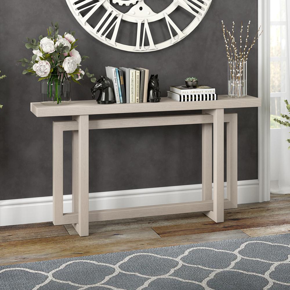 Breslow 55" Wide Rectangular Console Table in Alder White. Picture 3