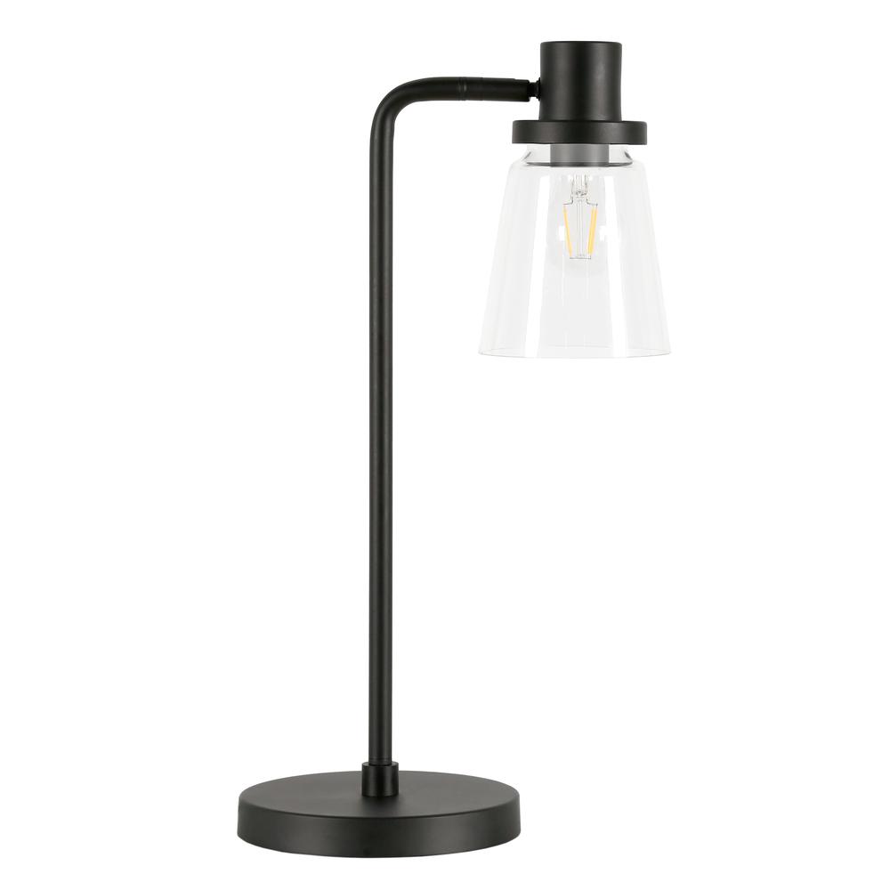 Granville 21" Tall Table Lamp with Glass Shade in Blackened Bronze/Clear. Picture 1