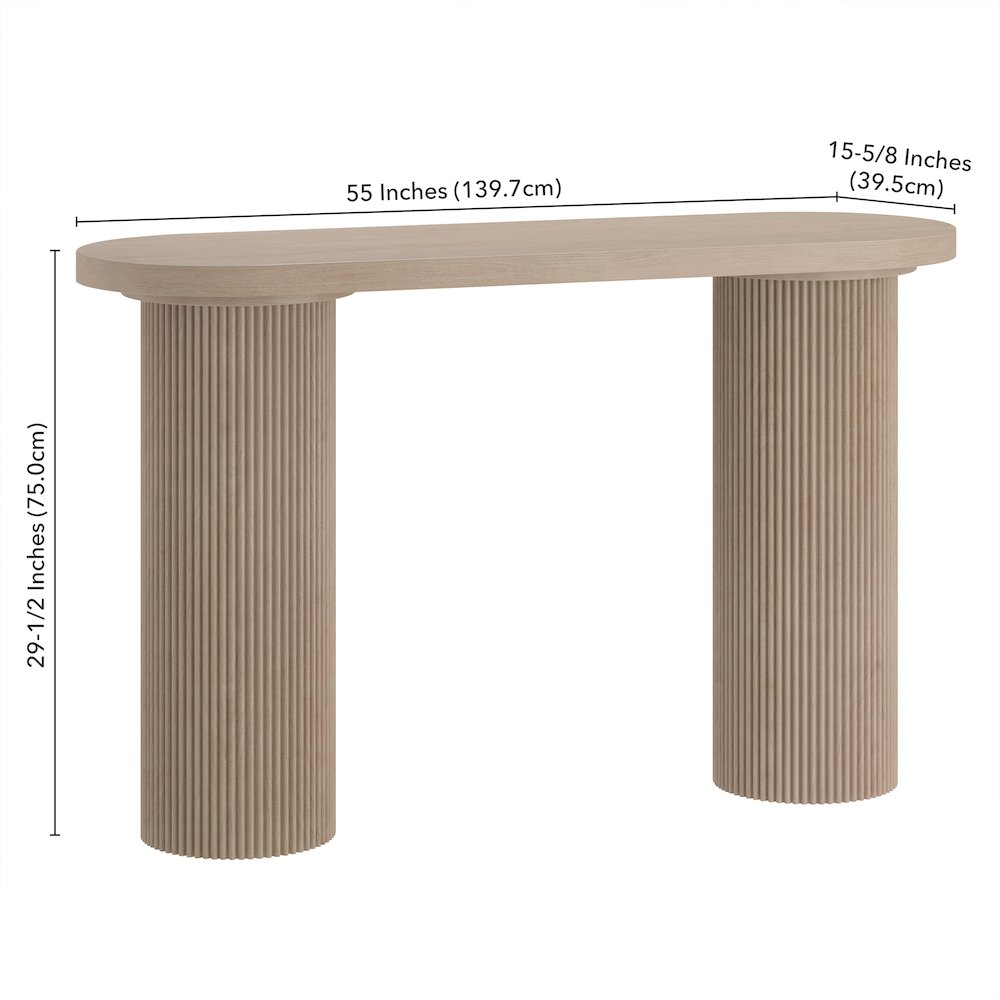 Henn&Hart 55" Wooden Rectangular Fluted Console Table, Ribbed Entryway Table. Picture 5