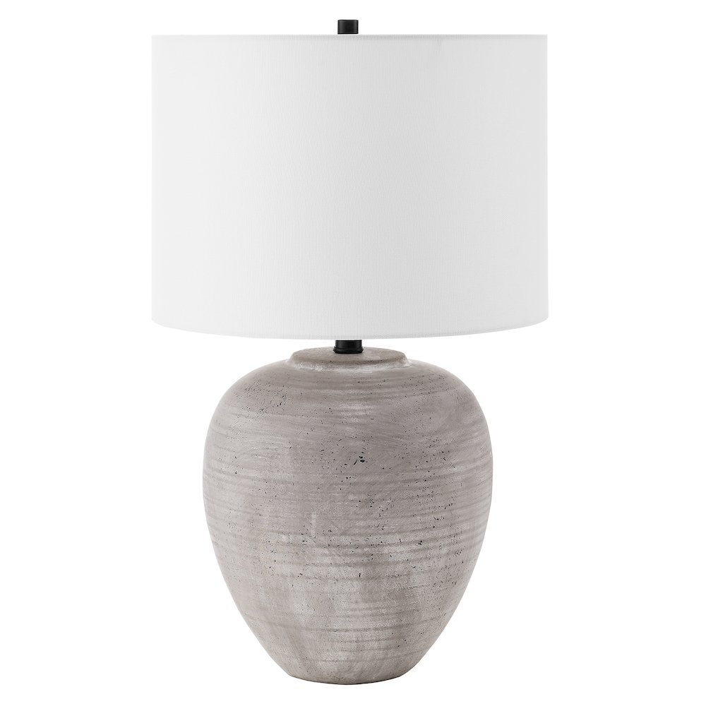 Shira 23" Tall Ceramic Table Lamp with Fabric Shade in Cool Terracotta/White. Picture 1