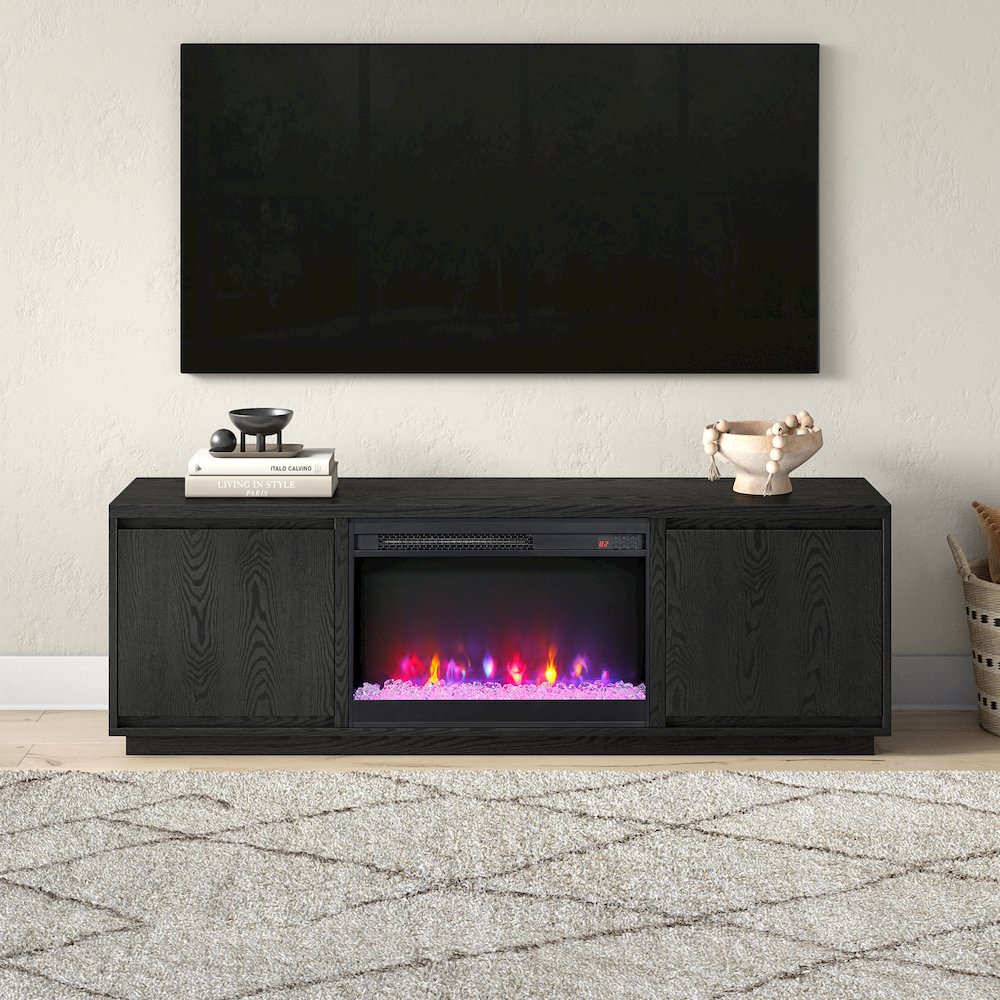 Presque Rectangular TV Stand with 26" Crystal Fireplace for TV's up to 75". Picture 3