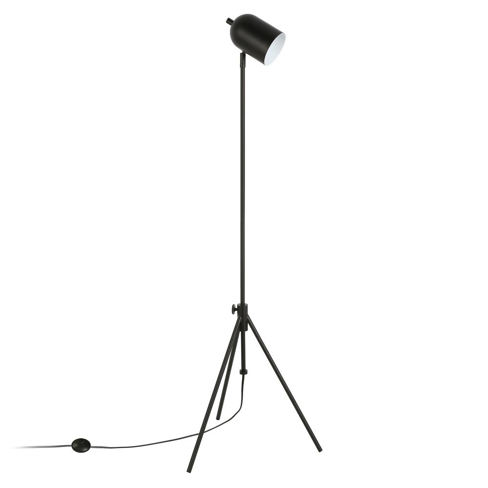 Bruno Tripod Floor Lamp with Metal Shade in Blackened Bronze/Blackened Bronze. Picture 1