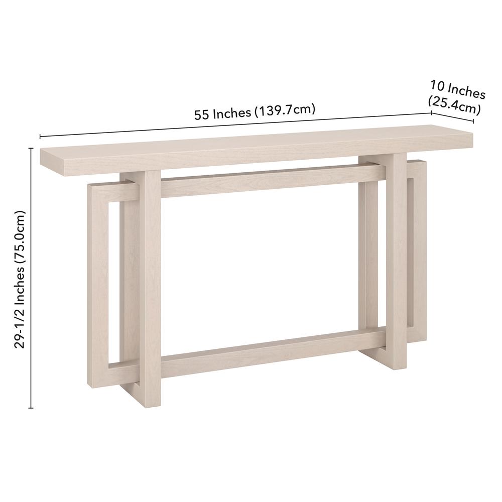 Breslow 55" Wide Rectangular Console Table in Alder White. Picture 5
