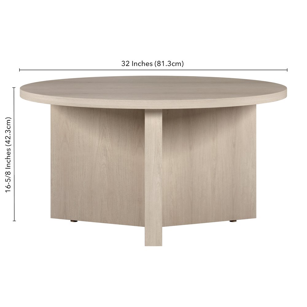 Henn&Hart 32" Round Pedestal Coffee Table for Living Room, Family Room, Office. Picture 6
