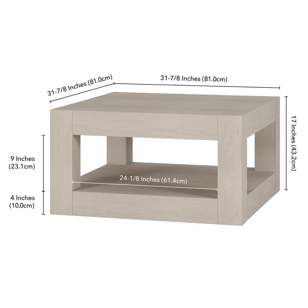 Hughes 32" Wide Square Coffee Table in Alder White. Picture 5