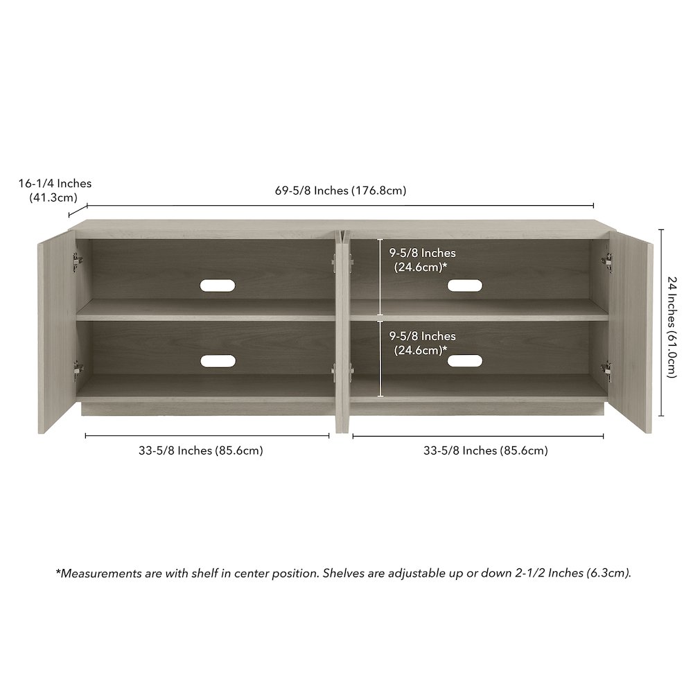 Tyler Rectangular TV Stand for TV's up to 78" in Alder White. Picture 3